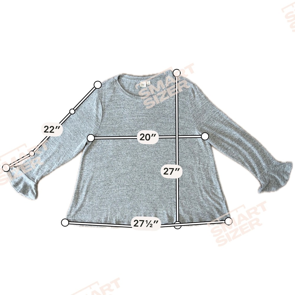 GAP Womens Gray Heathered Knit Bell Sleeve Long‎ Sleeve Top Sz-Large Relaxed Fit - Picture 8 of 9
